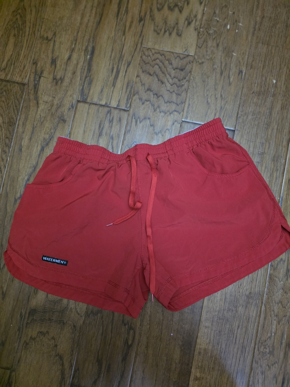 Watermen Red Athletic Drawstring Shorts for Women Lifeguard
